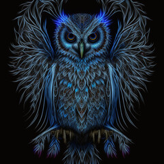 owl on a black background