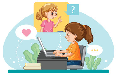 A girl browsing social media