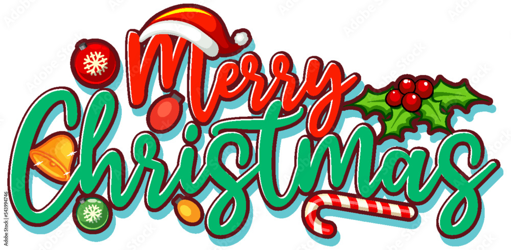 Wall mural Merry Christmas text for banner or poster design