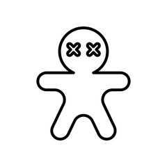 Vector illustration of witchcraft doll with lines