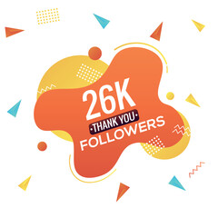 26k followers, social sites post, greeting card vector illustration. 26000 Followers Social Media Online Illustration Label Vector
