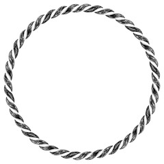 Round frame. Pen or pencil drawing border. Black pirate rope © Ramziia