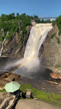 Montmorency Falls beautiful view on sunny day, Quebec, Canada