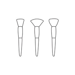 Makeup Brush Set. Vector, illustration. Beauty and skincare icons set, isolated on white. Illustration of makeup brush.	