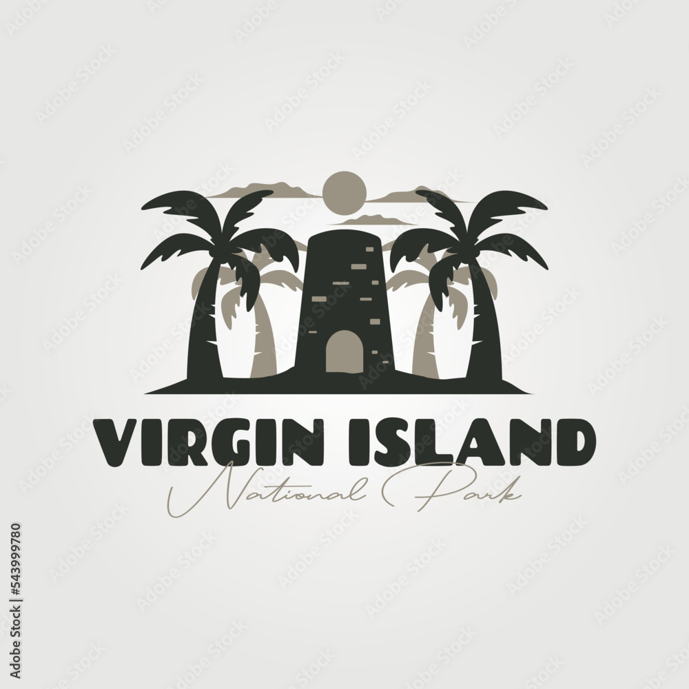 Wall mural virgin island tropical travel vintage vector symbol illustration design - Wall murals