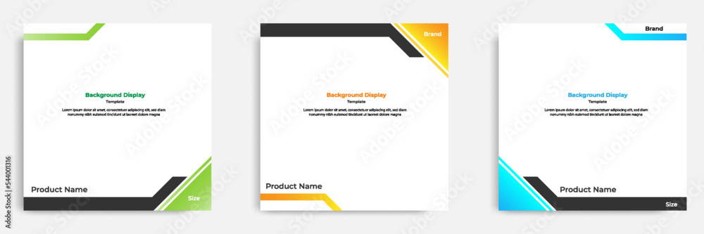 Wall mural set of geometric square social media banner layout, product background backdrop display for ads comm