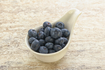 Sweet ripe blueberry heap in the bowl