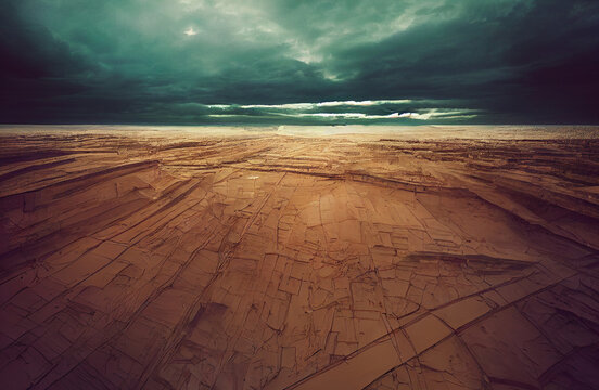 Desierto y nubes en el horizontes