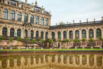 Fototapeta na wymiar Saxon architecture in Dresden. Saxon Palace Zwinger. A popular tourist spot