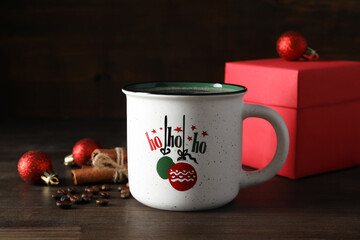 Concept of Christmas and Happy New Year, Christmas coffee, close up