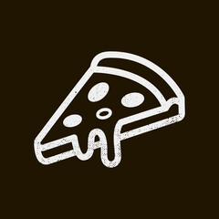 white simple minimalistic line art emblem of slice of pizza