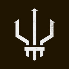 minimalistic white geometric flat sign of Poseidon trident