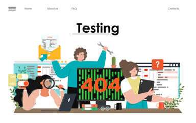 Website and software test flat vector illustration