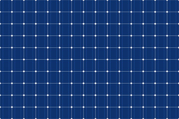 Solar panel grid seamless pattern. Sun electric battery texture. Solar cell pattern. Sun energy battery panel seamless background. Eco electricity. Vector illustration on blue background.