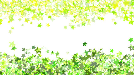 Obraz na płótnie Canvas 緑と黄緑　星の砂のヘッダー＆フッター　16：9　キラキラフレーム　PNG