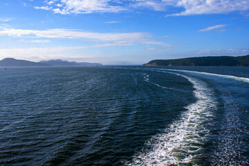 Boat wave trail from a ferry ride near Victoria BC