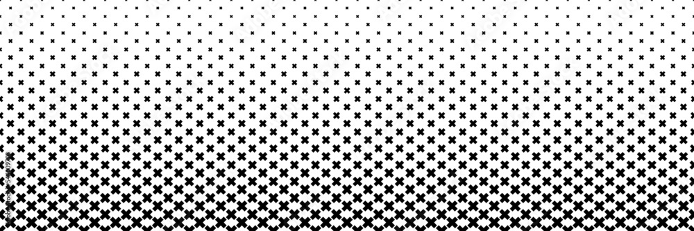 Poster horizontal black halftone of cross or plus sign design for pattern and background.