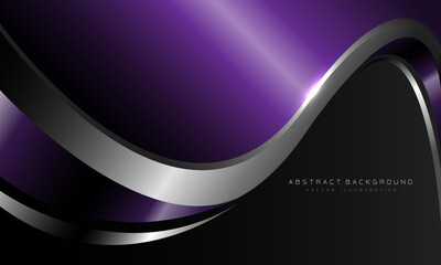 Abstract purple metallic curve with silver line on dark grey design modern luxury futuristic background vector