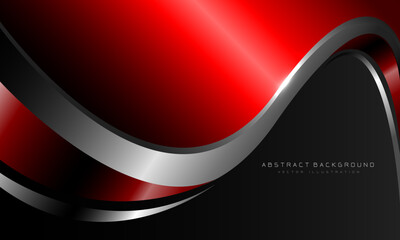 Abstract red metallic curve with silver line on dark grey design modern luxury futuristic background vector