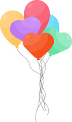 Fototapeta na wymiar Balloons bunch in cartoon style vector illustration isolated on white