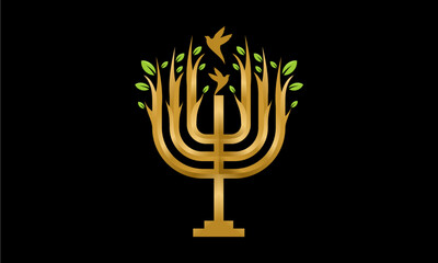 menorah with gold luxury feel