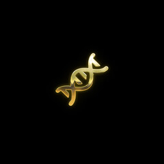 DNA Luxury realistic golden texture icon on black background 