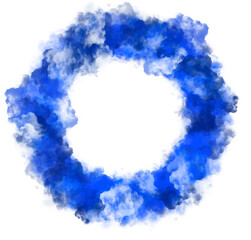blue abstract smoke texture. Circle frame template