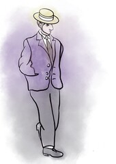 illustration of a man in a suit and hat