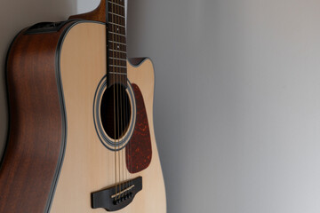 Body detail of an acoustic guitar