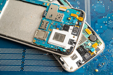 Repairing and upgrade mobile phone, electronic, computer hardware and technology concept.