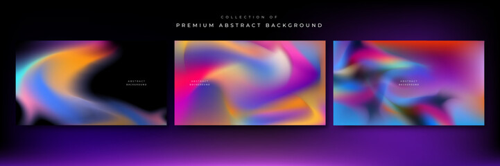 Blurred 3d neon pink and dark blue cyberpunk abstract background. Smooth gradient background template for brochure, poster, banner, flyer and card. Vector illustration.