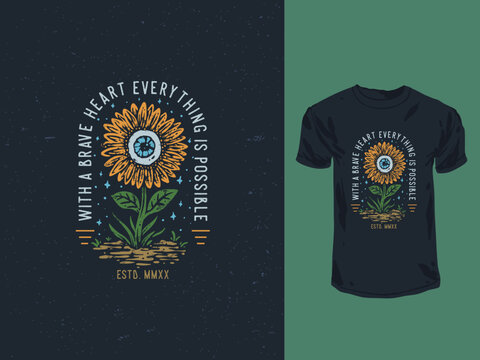 The confidence of the sunflower vintage t-shirt design