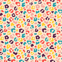 Groovy colorful leopard seamless pattern