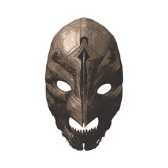 Alien mask. Vector illustration. Doodle sketch. Isolated on white background.