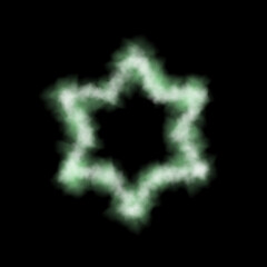 Smoke six-pointed star. Isolated on black background. Vector illustration.