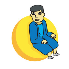 man sitting on a yellow chair
