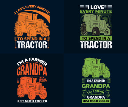 Farmer Grandpa T-shirt Design Bundle, Tractor Driver farmer T-shirt Design Set,