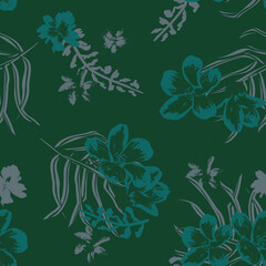 Oriental Floral Seamless Pattern Design Background