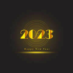 Fototapeta na wymiar vector illustration for happy new year with shiny golden metallic numbers 2023