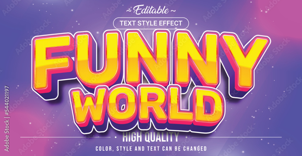 Poster Editable text style effect - Funny World text style theme.