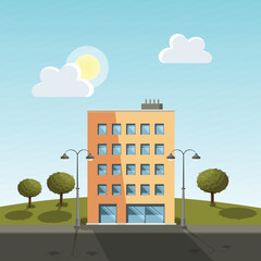 Apartment building at sunny day. Urban landscape - 544021701