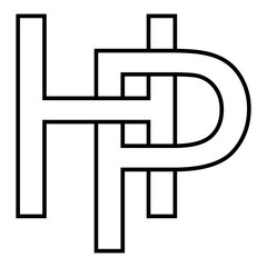 Logo sign hp ph icon, nft interlaced letters p h