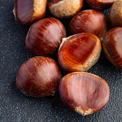 chestnuts edible snack meal food on the table copy space food background rustic top view