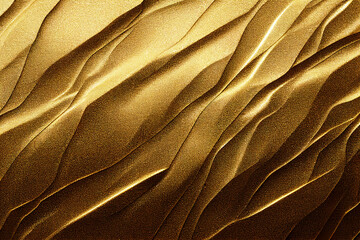 Smooth golden wave on cream shade color background. Luxury paper cut. gold waves line. Beautiful...