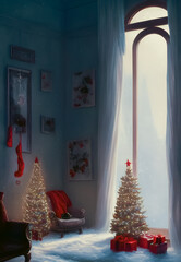Artistic concept painting of a christmas festive indoor