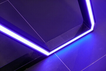 Led light lamps for gaming desk design. Neon light line.  