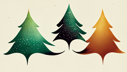 Naklejka premium Christmas sparkling bright trees. Merry Christmas and Happy new year. Digital art