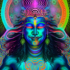 Fototapeta na wymiar Spiritual beings illustration - psychedelic art 