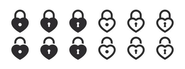 Lock icons. Heart locks. Privacy symbol. Security symbol. Vector illustration