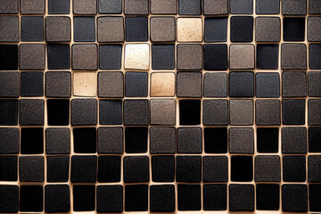 abstract black stone brick wall texture, mosaic background.